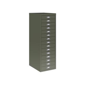 Bisley MultiDrawer™, 39er Serie, DIN A4, 15 Schubladen, Farbe olivgrün