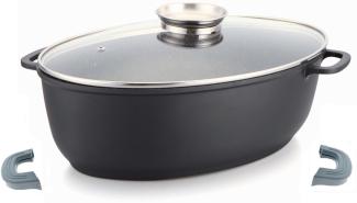 Alu Guss Oval Bräter ø38cm Induktion Topf Schmortopf Marmorbeschichtung