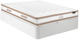 Vente-unique - Bett mit Bettkasten - 140 x 190 cm - Weiß - Hybridmatratze 7-Zonen Taschenfederkern & Memoryschaum - Höhe 28 cm - MEYANI von YSMÉE