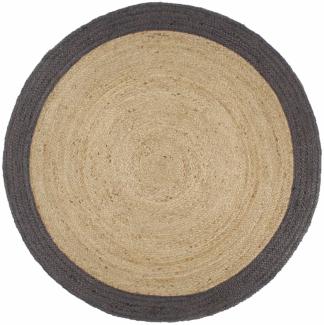 vidaXL Teppich Handgefertigt Jute mit Dunkelgrauem Rand 180 cm 343605