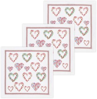 Kracht Geschirrtuch Blumenherzen, (Set, 3-tlg, Set), 3er Pack Frottee Küchenhandtücher (3 Stück), ca. 50x50cm Baumwolle