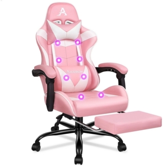 ALFORDSON Gaming-Stuhl mit Fußstütze, 8 Massagepunkten & 150° Neigung, PU-Leder, Ergonomischer Racing-Sessel, höhenverstellbar, 180 kg Tragkraft