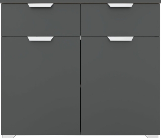 Kommode Antigua / Aditio-A/2-CHRO , Holzwerkstoff , Grau , 93 x 81 x 42 cm