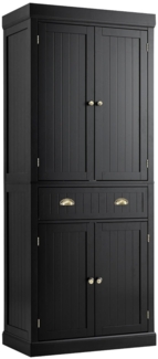 Küchenschrank 183 cm Buffetschrank aus Holz mit Verstellbarer Regalen Schwarz