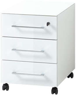 Rollcontainer Madera / GW-MONTERIA , Glas, Holzwerkstoff , Weiß , 40 x 55 x 50 cm