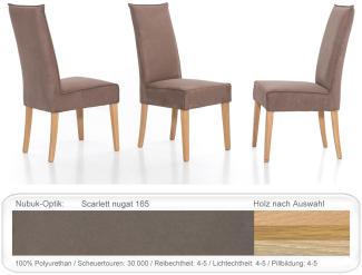 4x Polsterstuhl Kiana Varianten Esszimmerstuhl Küchenstuhl Massivholzstuhl Buche natur lackiert, Scarlett nougat