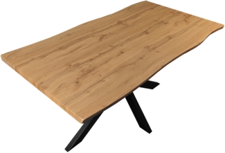 Esstisch Baumkante Holz Nussbaum-Optik 160 x 85 Spider-Gestell schwarz JOSY 508359