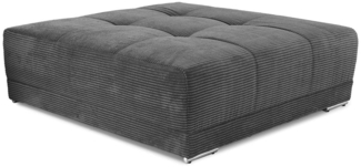 XXL-Hocker 120x120 cm für Big-Sofa Federkern Polstersitz Cord in Grau Anthrazit
