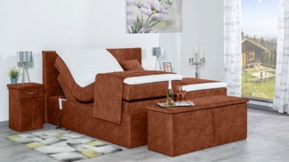 Meisterbetten Boxspringbett Nado 100x200 in DS-Terrakota, Matratzenbezug Nano, Ergoflex-Topper