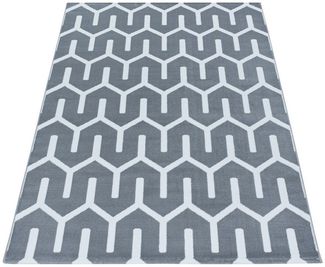 Carpettex Designteppich Geometrisch Design, Läufer, Höhe: 9 mm, Kurzflor Teppich Geometrisch Design Teppich Grau Teppich Wohnzimmer