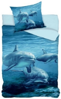 BrandMac Kinderbettwäsche Delphin Bettwäsche Set Delfin 2tlg. 135x200 cm 100% Baumwolle, 1 teilig, Langlebig