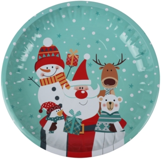 Weihnachtsteller 26 cm Plätzchenteller Nikolausteller Adventsteller Festtagsteller Dekoteller Adventsdeko Tischdeko Weihnachtsplatte Metallteller