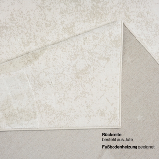 Teppich Kinderzimmer Läufer - 80x150cm - Pastell Beige Creme - Kurzflor Spielteppich mit niedlichem Nilpferd Motiv