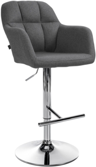 CLP Barhocker Natoma Stoff I Thekenhocker für Bar mit Gepolsterter Sitzfläche,dunkelgrau Metall in Chromoptik