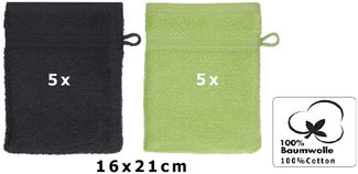 Betz Waschhandschuh 10 Stück Waschhandschuhe Premium 16x21 cm Farbe Graphit - avocadogrün, (10-St)