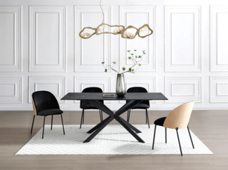 Vente-unique - Stuhl-Set 2er - Samt, Eiche-Furnier & Metall - Schwarz & Natur - MIJENIA