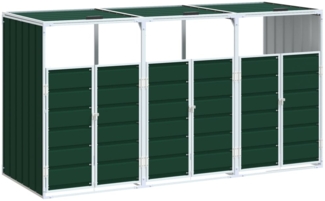 vidaXL Mülltonnenbox für 3 Tonnen Grün 216x81x115 cm Stahl 4006179