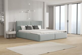 Polsterbett Doppelbett BERGEN Komplettset 120x200cm Stoff Magic Velvet Hellgrau