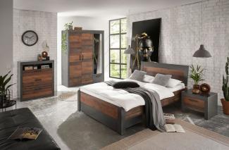 Schlafzimmer-Set Brooklyn Loft-Set 5-teilig 140x200 cm matera old mix dekor Rahmenoptik, 140x200