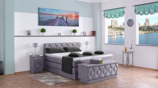 Meisterbetten Boxspringbett Yara 100x200 in DS-Grau, Matratzenbezug Nano, Ergoflex-Topper