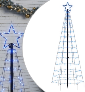 vidaXL LED-Weihnachtsbaum mit Erdspießen 220 LEDs Blau 180 cm 358103