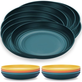 Kyraton 8er Set 23cm Dunkelgrün Kunststoff Teller Speise-/Pasta-/Knödel-Schüssel