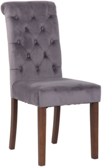 DELUKE® Esszimmerstuhl WALES Samt - 98x45x63cm, dunkelgrau, Holz Gestell Stühle Esszimmerstühle Stuhl Esszimmer Esstisch Stühle Küchenstuhl