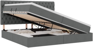vidaXL Bett mit Stauraum und LED Dunkelgrau 200 x 200 cm Polyester 3372502