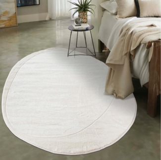 Mazovia Designteppich Modern Unregelmäßig Teppich Weich Teppich für Wohnzimmer Beige Creme, 80 x 150 cm, Fußbodenheizung