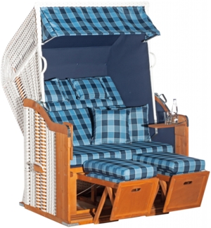 Sonnenpartner Strandkorb Rustikal 255 Plus Stoff Nr. 1246, 2-Sitzer, Halbliegemodell, PVC-Kunststoff