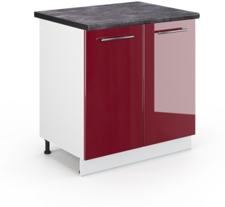 Spülenunterschrank Fame-Line Bordeaux Hochglanz 80 cm , AP Anthrazit Vicco