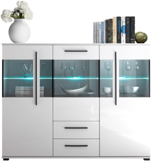 99rooms Artana Highboard Weiß Matt | Weiß Hochglanz