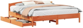 vidaXL Massivholzbett ohne Matratze Wachsbraun 180x200 Kiefernholz 3301820