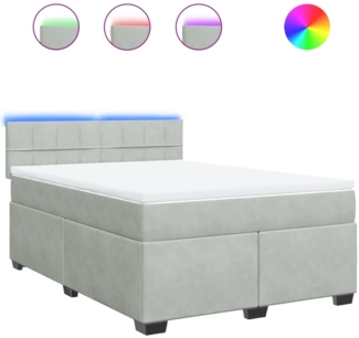 vidaXL Boxspringbett mit Matratze Hellgrau 160x200 cm Samt 3288654