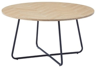 HOME DELUXE Couchtisch Rund NOVARA - 88 x 47 cm Fishbone Oak