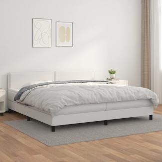 vidaXL Boxspringbett mit Matratze Weiß 200x200 cm Kunstleder, Härtegrad: H2 [3141084]