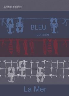 Garnier-Thiebaut Geschirrtuch Bleu Comme La Mer Tricolore 50x70 Cm 100% Baumwolle