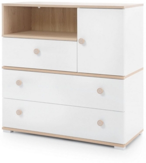 Deine Möbel 24 Kommode OKTAVIA 04 Wickelkommode OKTAVIA 05 Kommode für Kinder Babys (OKTAVIA-Kollektion, 1 St, optional mit Wickeltisch), Regal Weiß Eiche 90 cm breit Kinderzimmer Babyzimmer