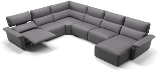 Sofanella Wohnlandschaft Merdia Ledersofa Eckcouch Sofa in Grau