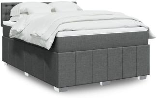 vidaXL Boxspringbett mit Matratze Dunkelgrau 160x200 cm Stoff 3289434