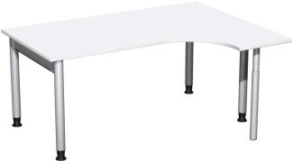 PC-Schreibtisch '4 Fuß Pro' rechts, höhenverstellbar, 160x120 cm, Weiß / Silber