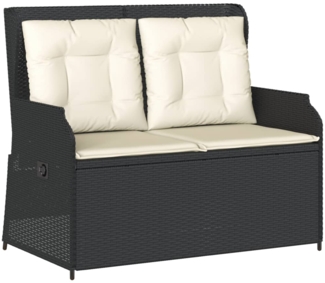vidaXL Gartenbank Verstellbar mit Kissen Schwarz Poly Rattan 368955