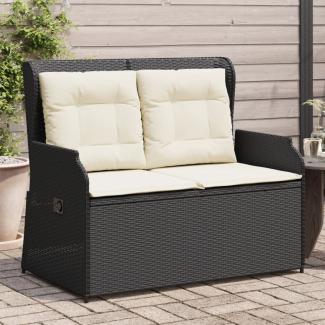 vidaXL Gartenbank Verstellbar mit Kissen Schwarz Poly Rattan 368955