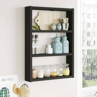 Dmora Regal Albali 43,2 x 9 x 60h cm Schwarz, 3 Böden