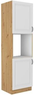 Küchen Hochschrank 60 cm Stilo Weiss + Eiche Artisan Küchenzeile Küchenblock