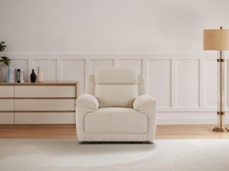 Vente-unique - Relaxsessel elektrisch - melierter Stoff - Beige - KELUNO