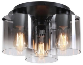 Licht-Erlebnisse Deckenleuchte ELODIE, ohne Leuchtmittel, Metall Rauchglas E27 39 cm breit Schwarz Rauchgrau 3-flammig Modern