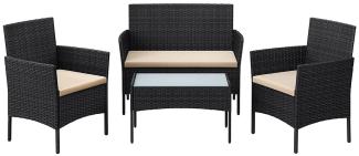 Balkonmöbel, Gartenmöbel-Set, aus PE-Polyrattan, Lounge-Set, Terrassenmöbel, Outdoor, für Terrasse, Balkon, Garten, schwarz-taupe GGF004B05