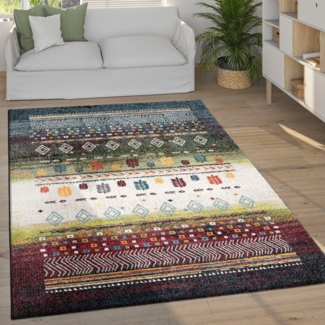 Paco Home Teppich Nomaden 818, rechteckig, Höhe: 16 mm, Kurzflor, Gabbeh Design, gestreift, ideal im Wohnzimmer & Schlafzimmer