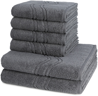 Ross Cashmere feeling 6 tlg. Frottier-Set - 4 X Handtuch (50 X 100cm), 2 X Duschtuch (75 X 140cm) - 520 g/m2 - Anthrazit